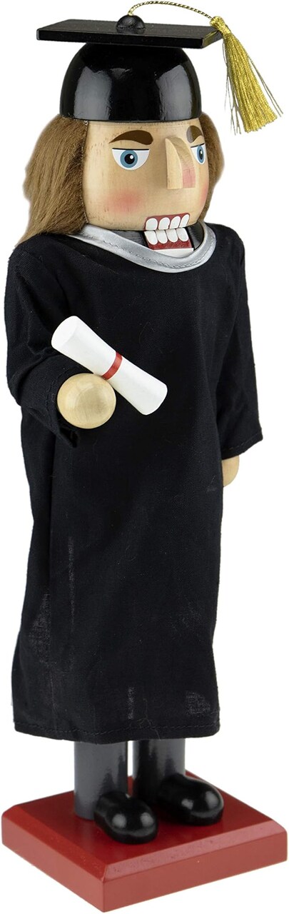 Boy Graduate 14 Inch Traditional Wooden Nutcracker, Festive Christmas Décor for Shelves and Tables